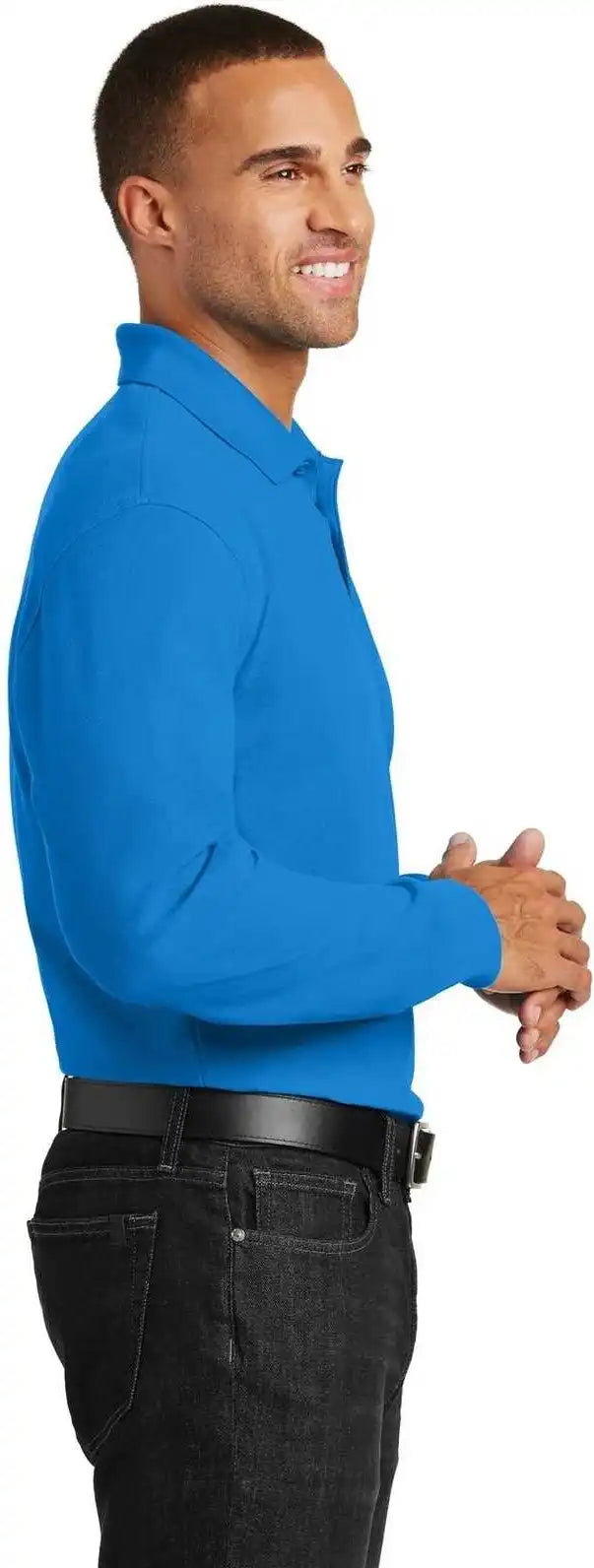 Port Authority K100ls Long Sleeve Core Classic Pique Polo - Coastal Blue