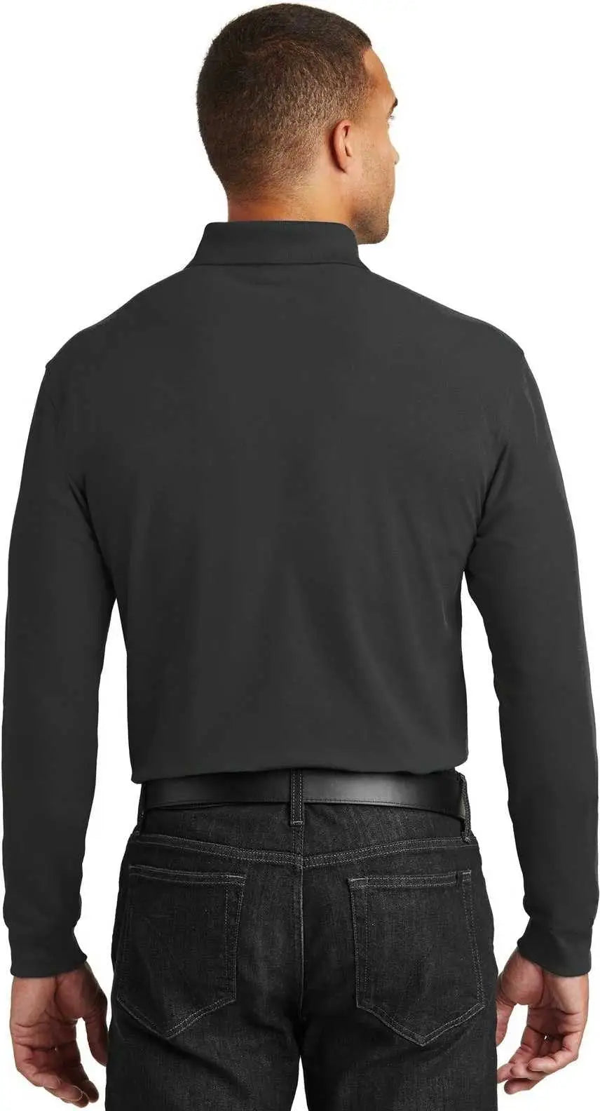 Port Authority K100ls Long Sleeve Core Classic Pique Polo - Deep Black