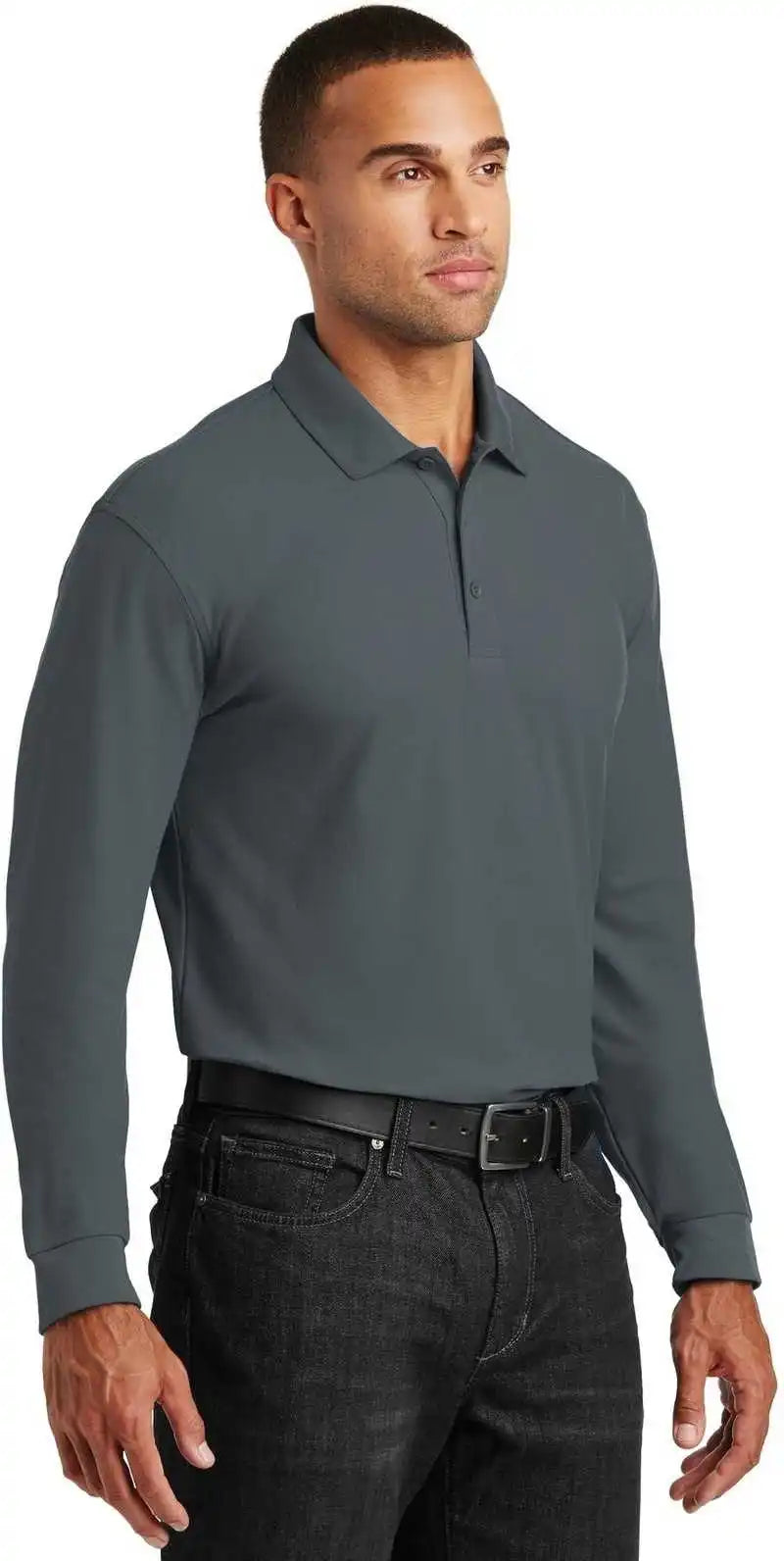Port Authority K100ls Long Sleeve Core Classic Pique Polo Graphite