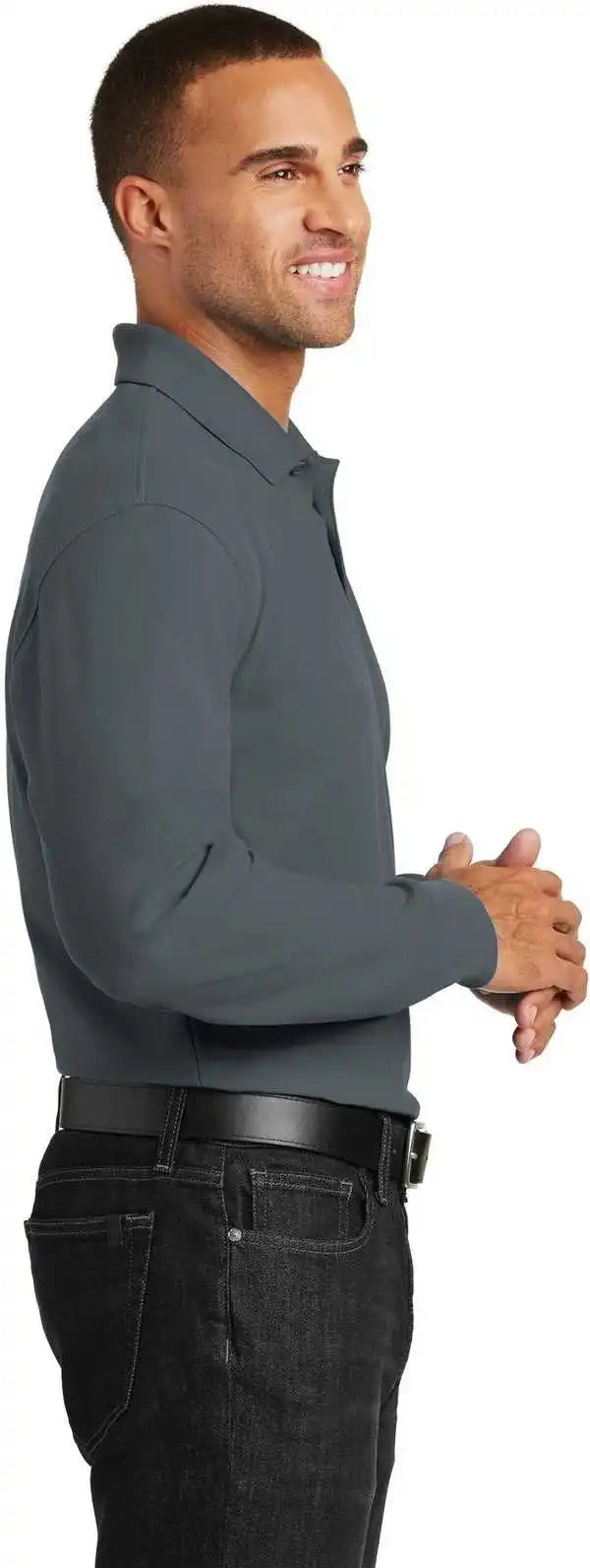 Port Authority K100ls Long Sleeve Core Classic Pique Polo Graphite