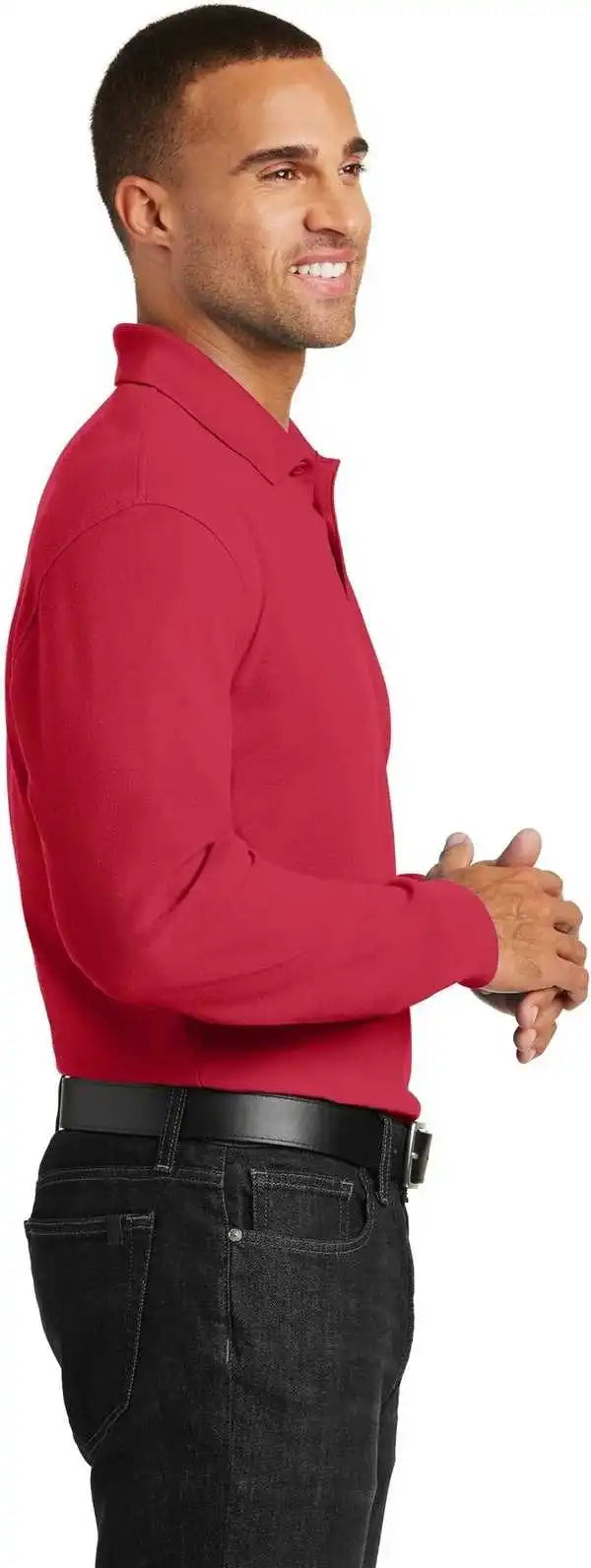 Port Authority K100ls Long Sleeve Core Classic Pique Polo - Rich Red