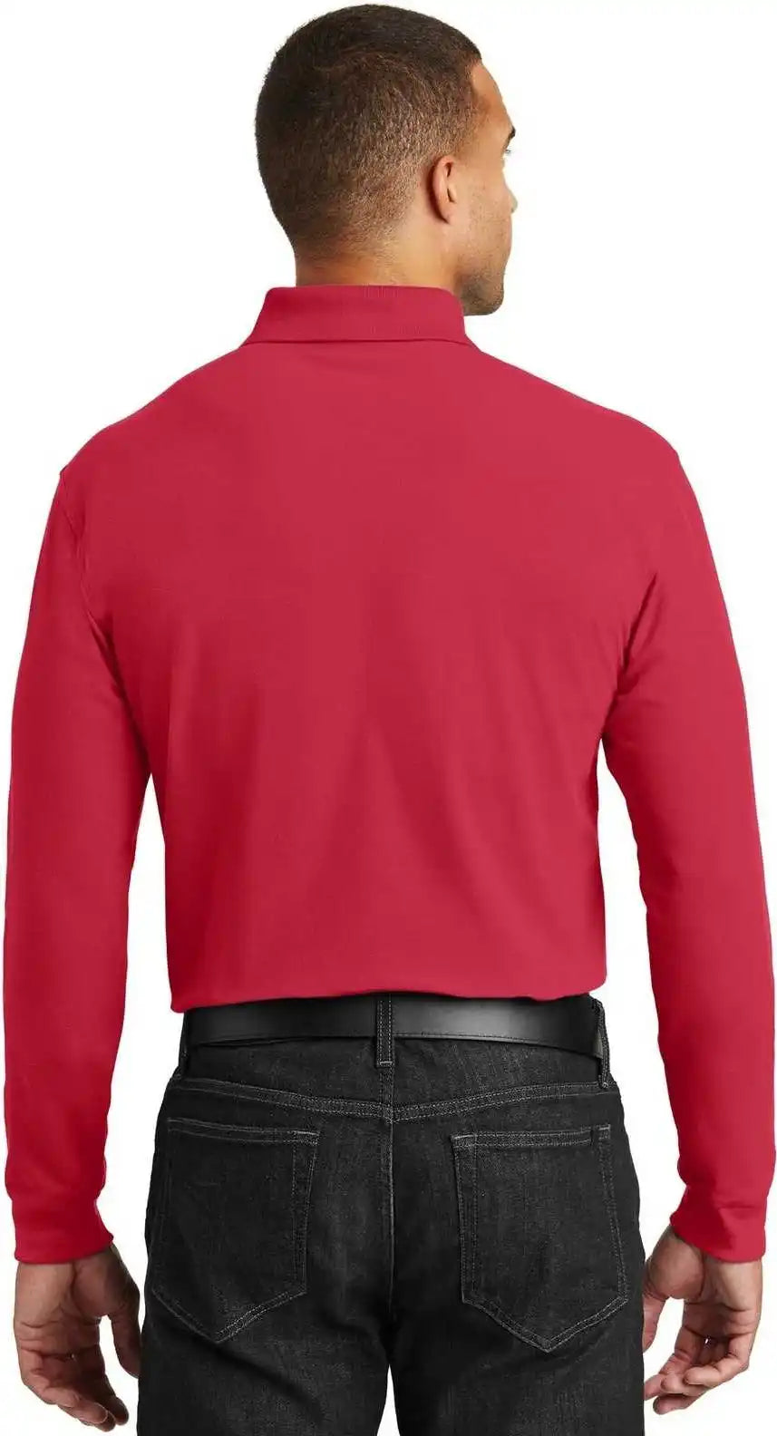 Port Authority K100ls Long Sleeve Core Classic Pique Polo - Rich Red