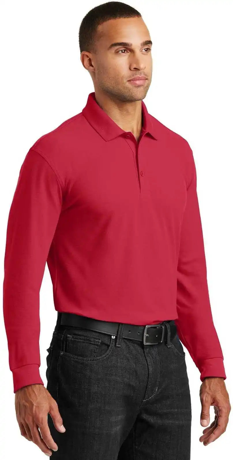 Port Authority K100ls Long Sleeve Core Classic Pique Polo - Rich Red