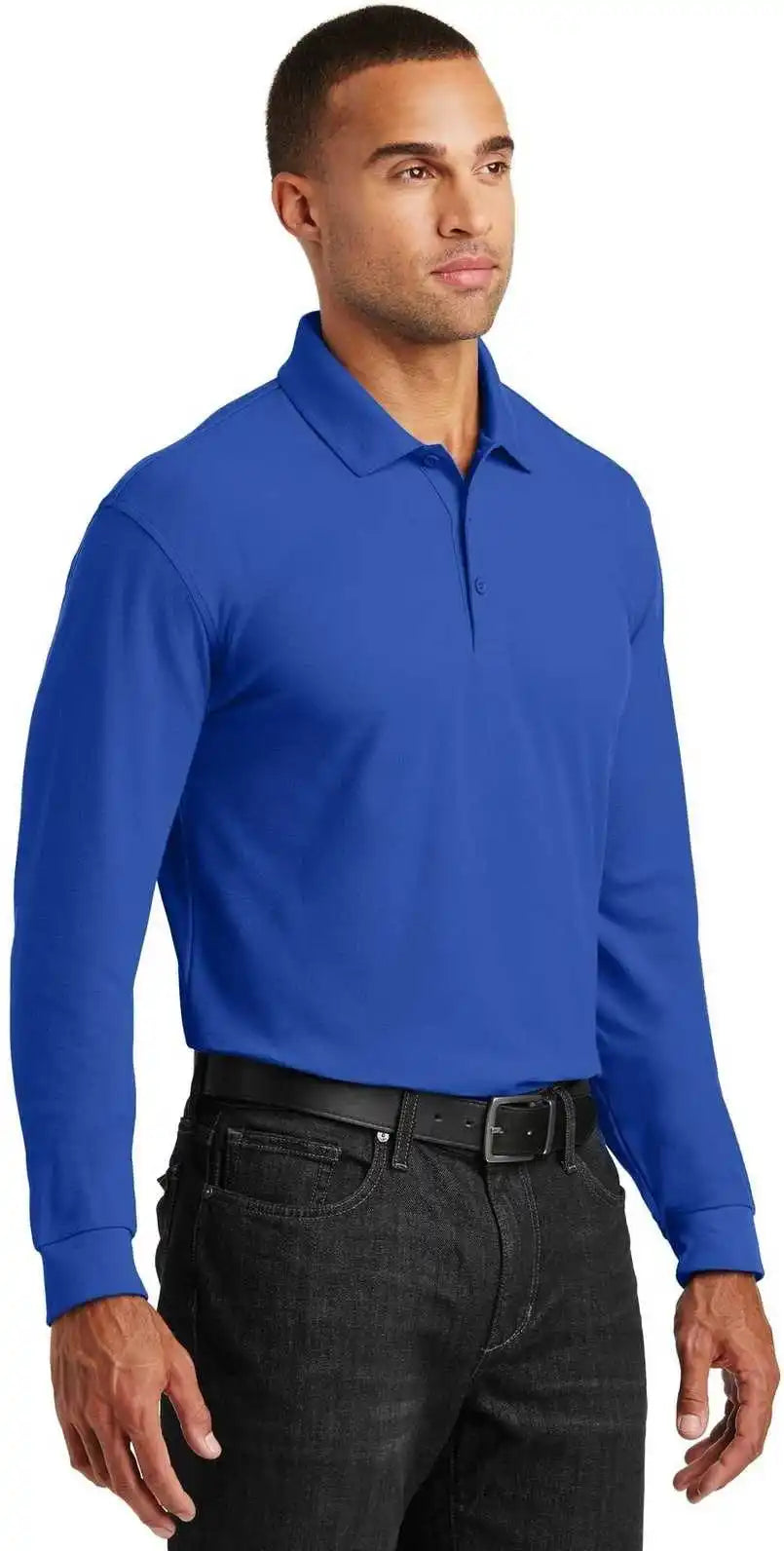 Port Authority K100ls Long Sleeve Core Classic Pique Polo True Royal