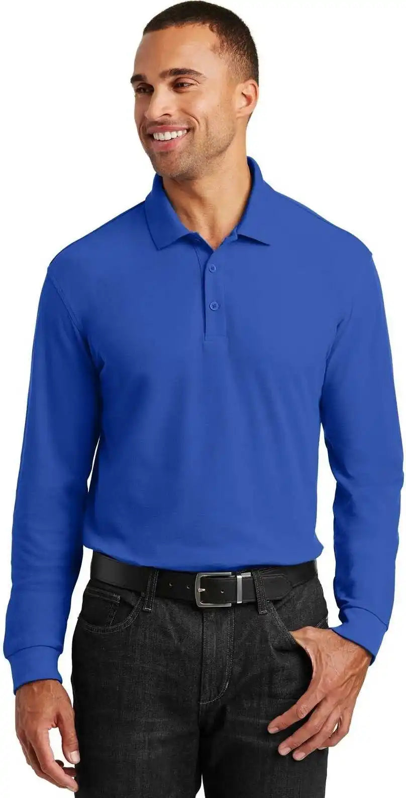 Port Authority K100ls Long Sleeve Core Classic Pique Polo - True Royal