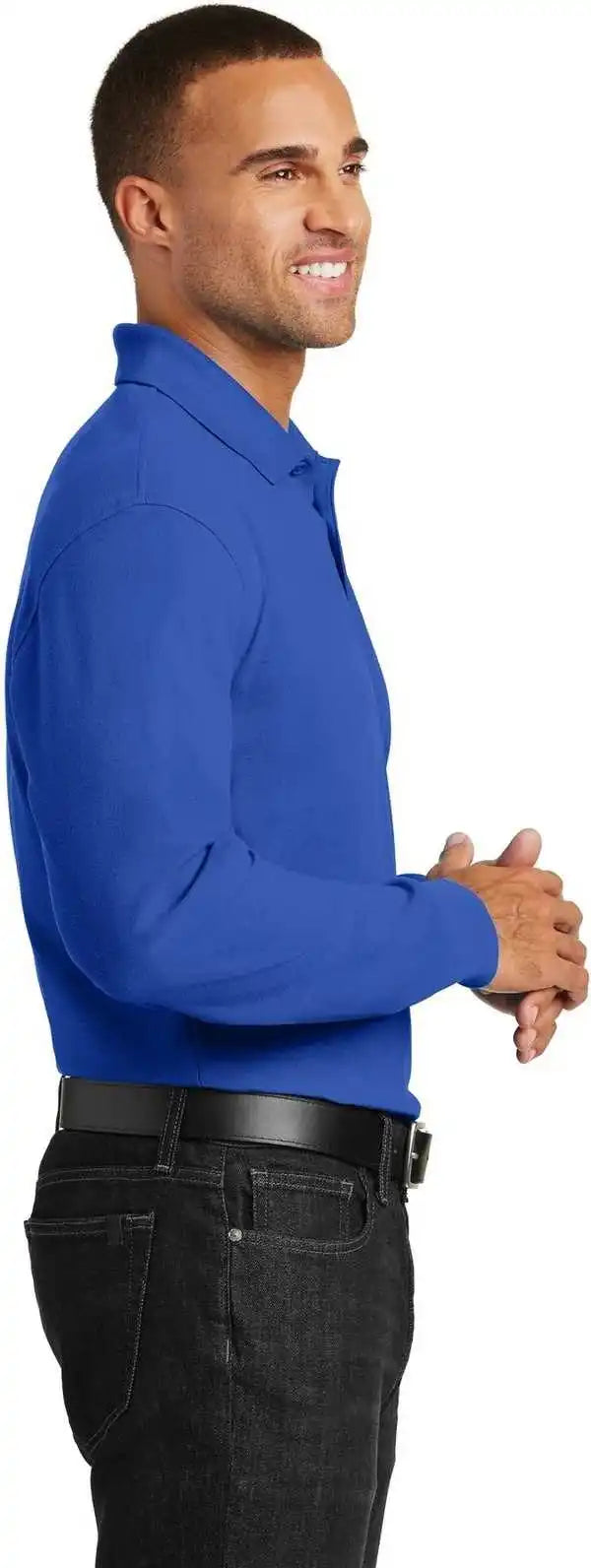 Port Authority K100ls Long Sleeve Core Classic Pique Polo True Royal