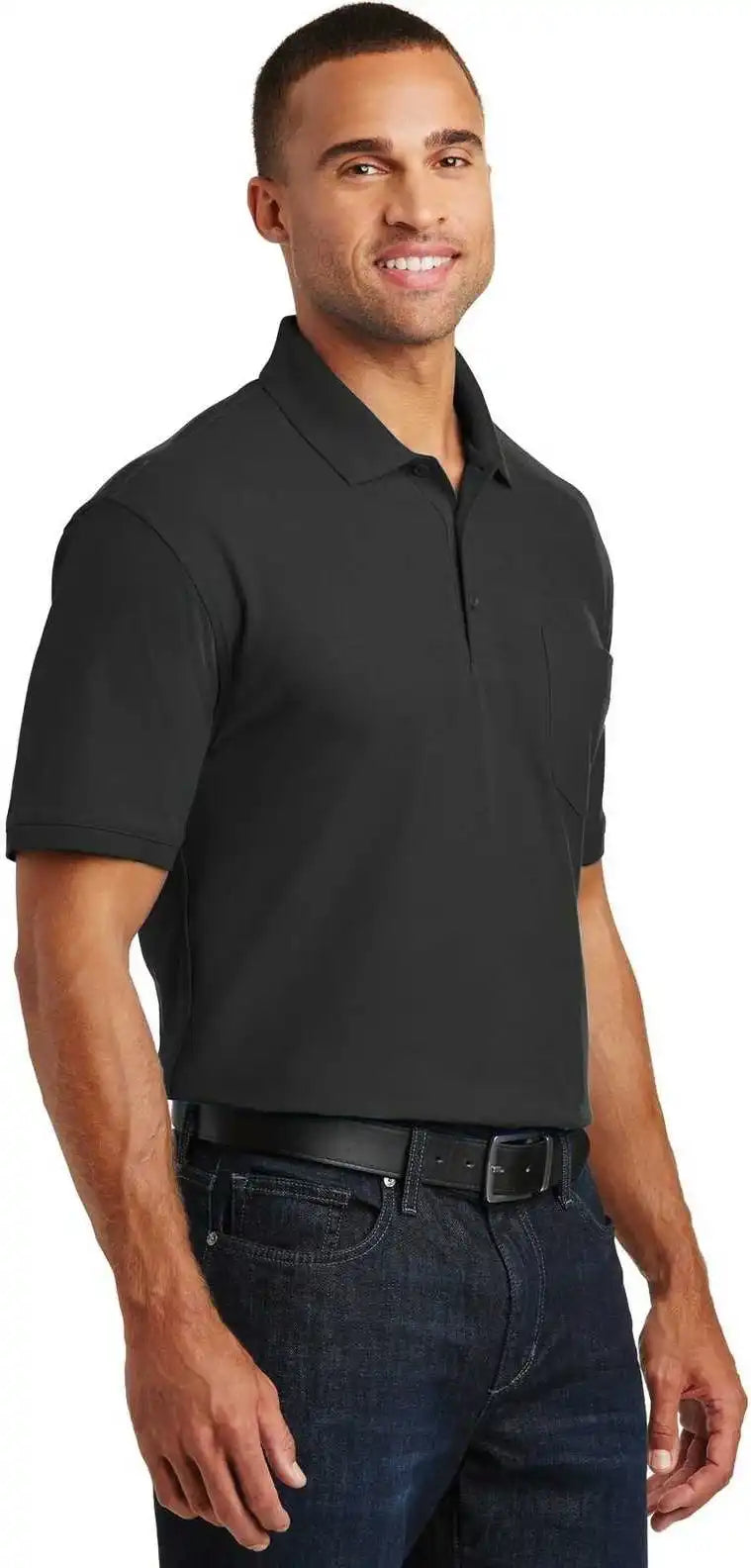 Port Authority K100p Core Classic Pique Pocket Polo Deep Black