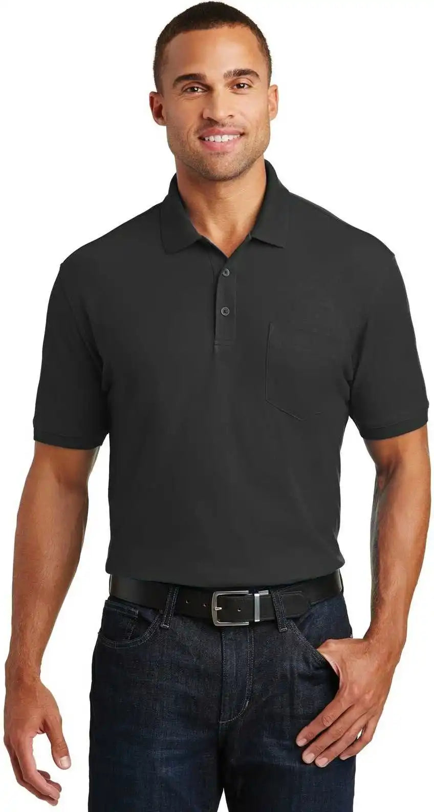 Port Authority K100p Core Classic Pique Pocket Polo Deep Black
