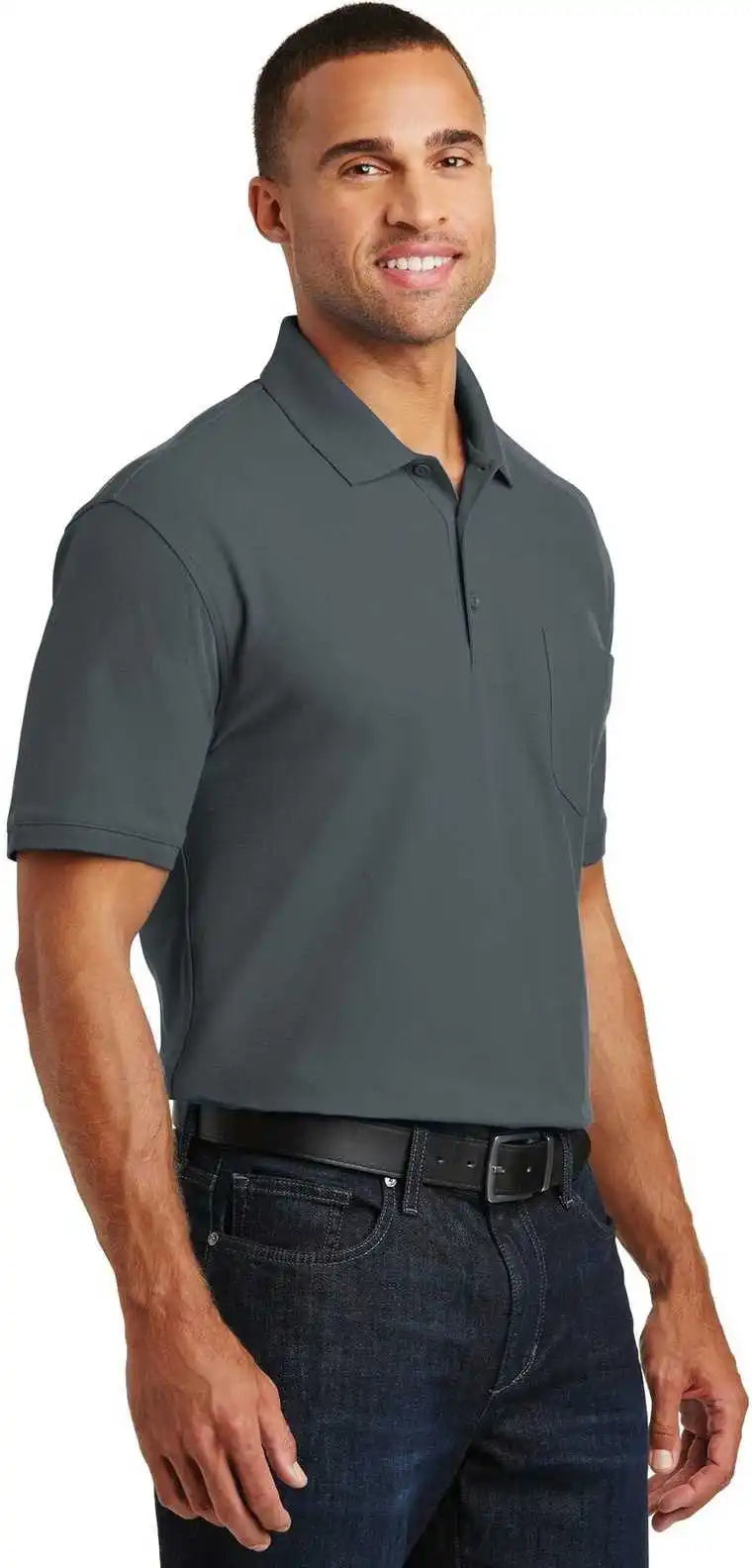 Port Authority K100p Core Classic Pique Pocket Polo Graphite