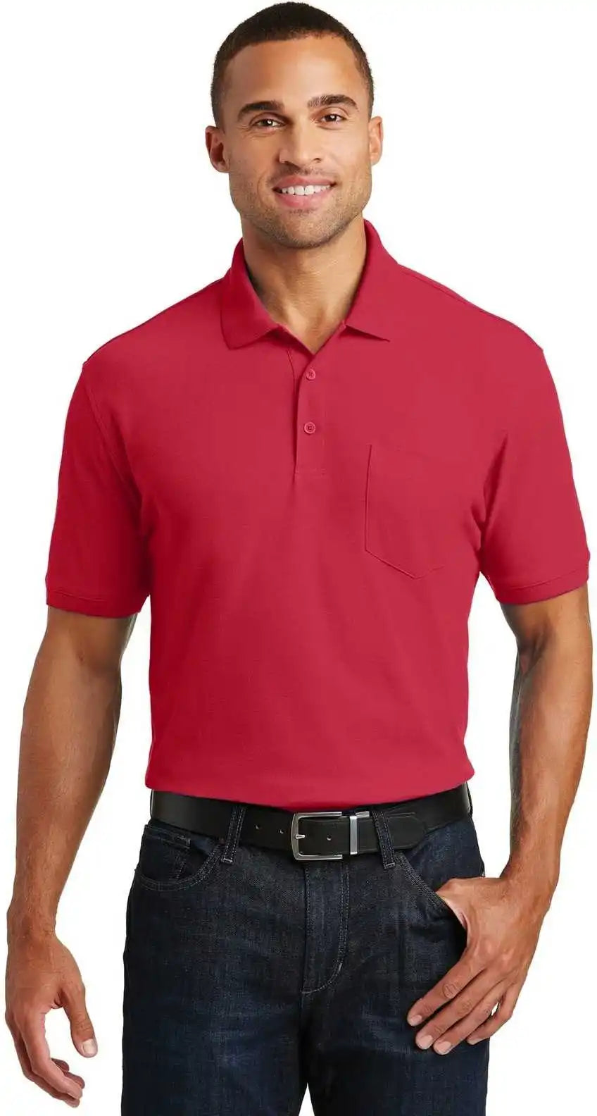 Port Authority K100p Core Classic Pique Pocket Polo - Rich Red