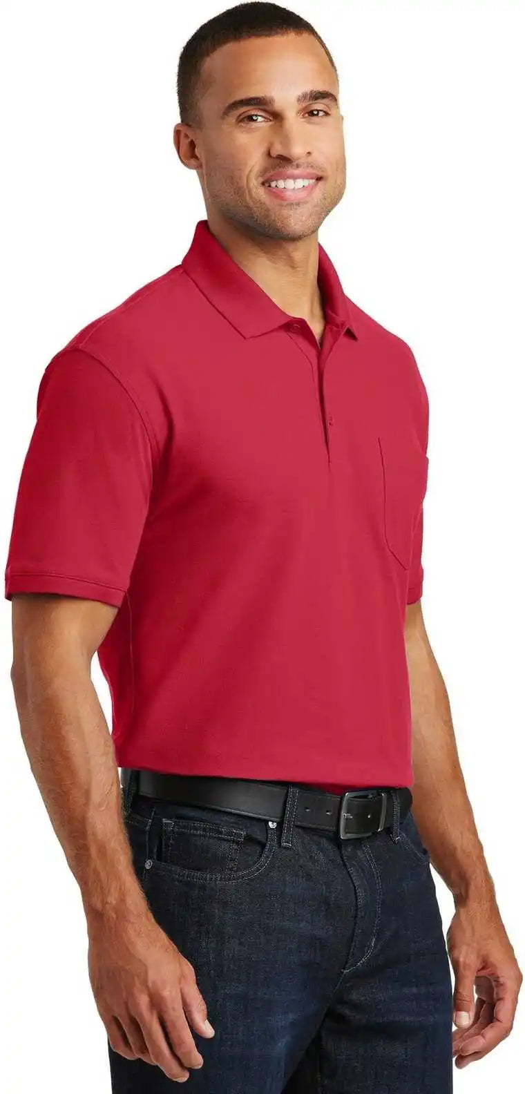 Port Authority K100p Core Classic Pique Pocket Polo - Rich Red