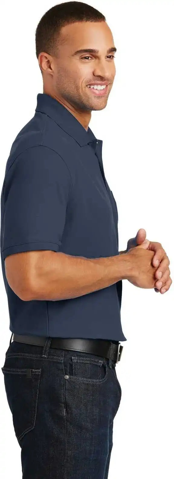 Port Authority K100p Core Classic Pique Pocket Polo River Blue Navy