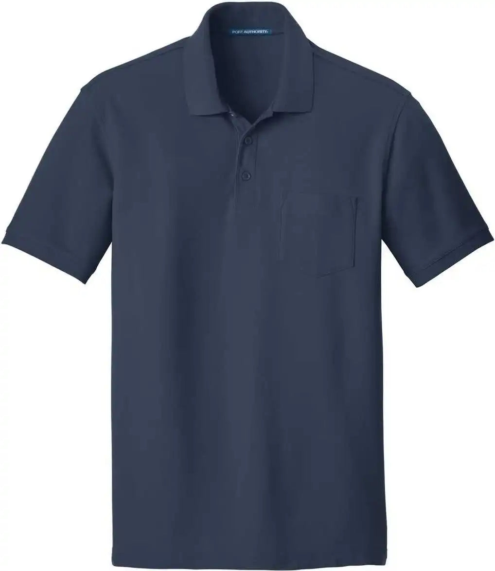 Port Authority K100p Core Classic Pique Pocket Polo River Blue Navy