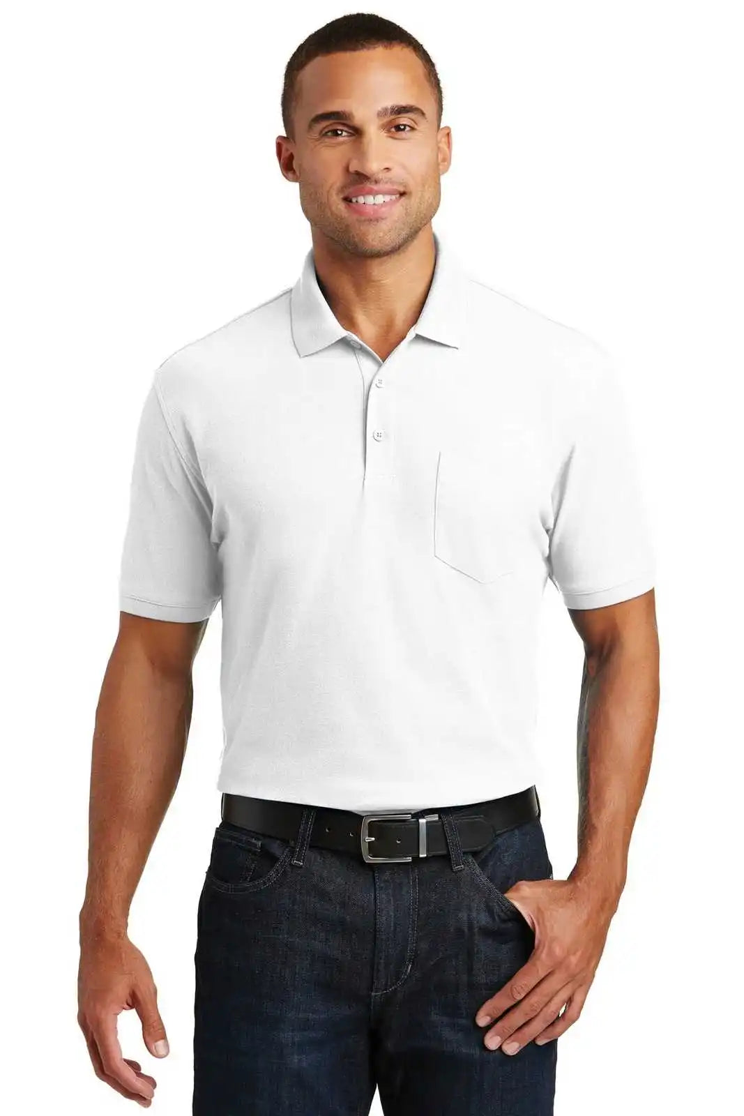 Port Authority K100p Core Classic Pique Pocket Polo White