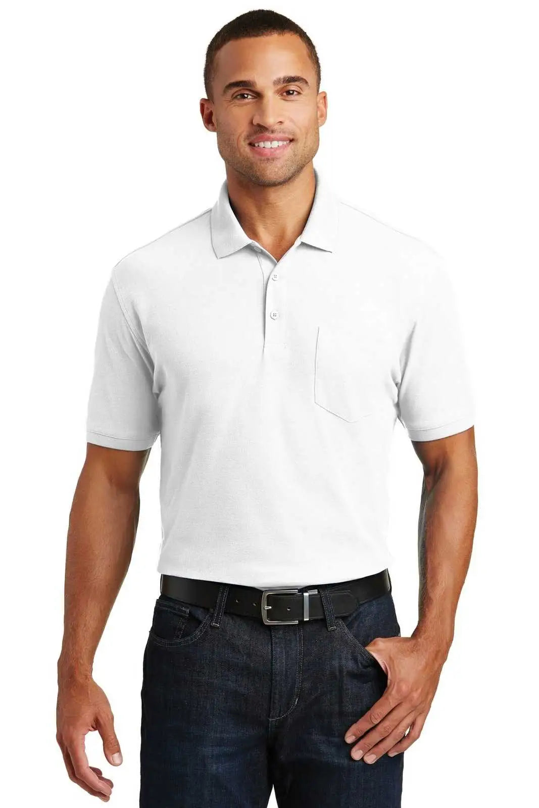 Port Authority K100p Core Classic Pique Pocket Polo - White
