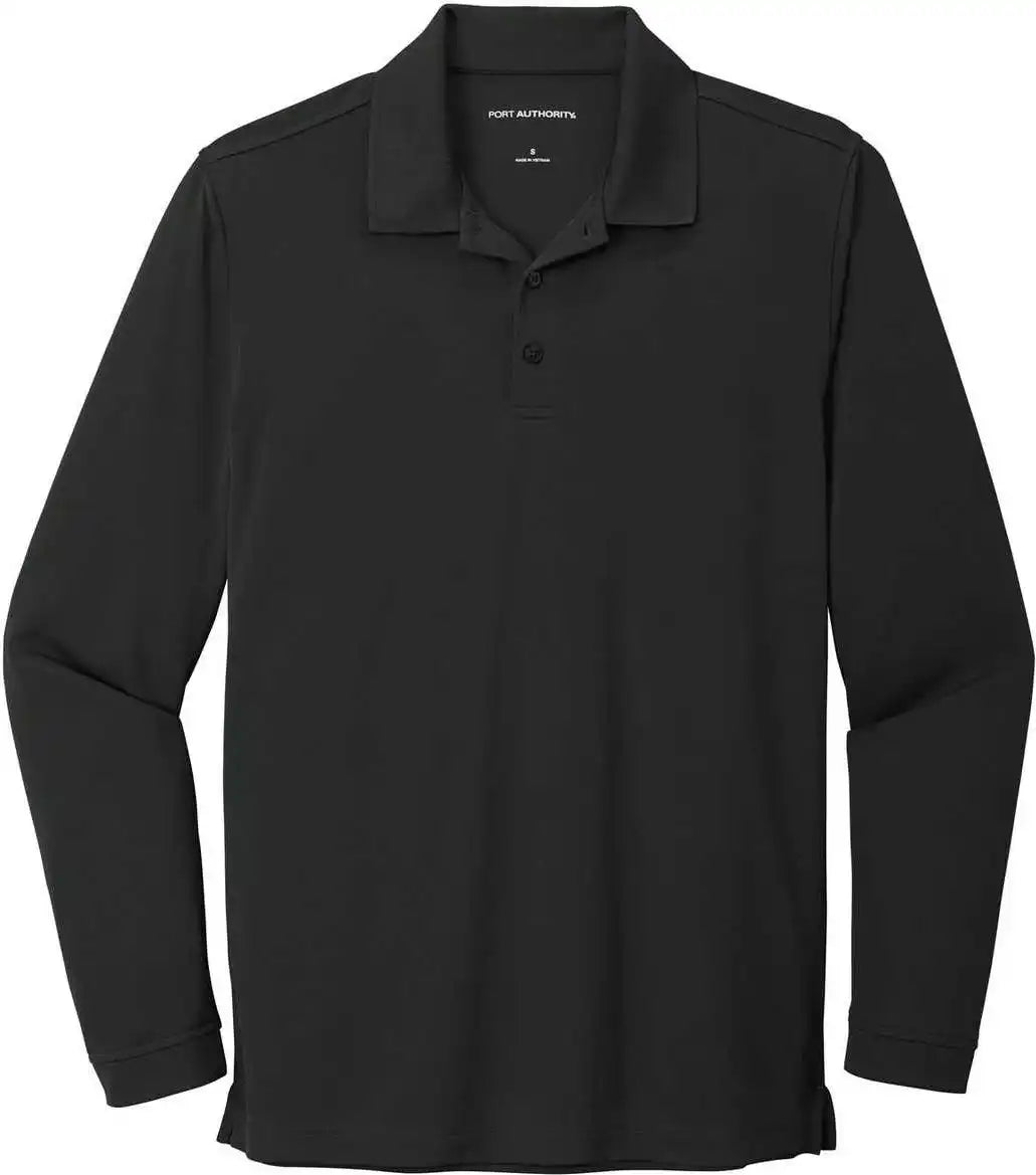 Port Authority K110ls Dry Zone Uv Micro Mesh Long Sleeve Polo Deep Black