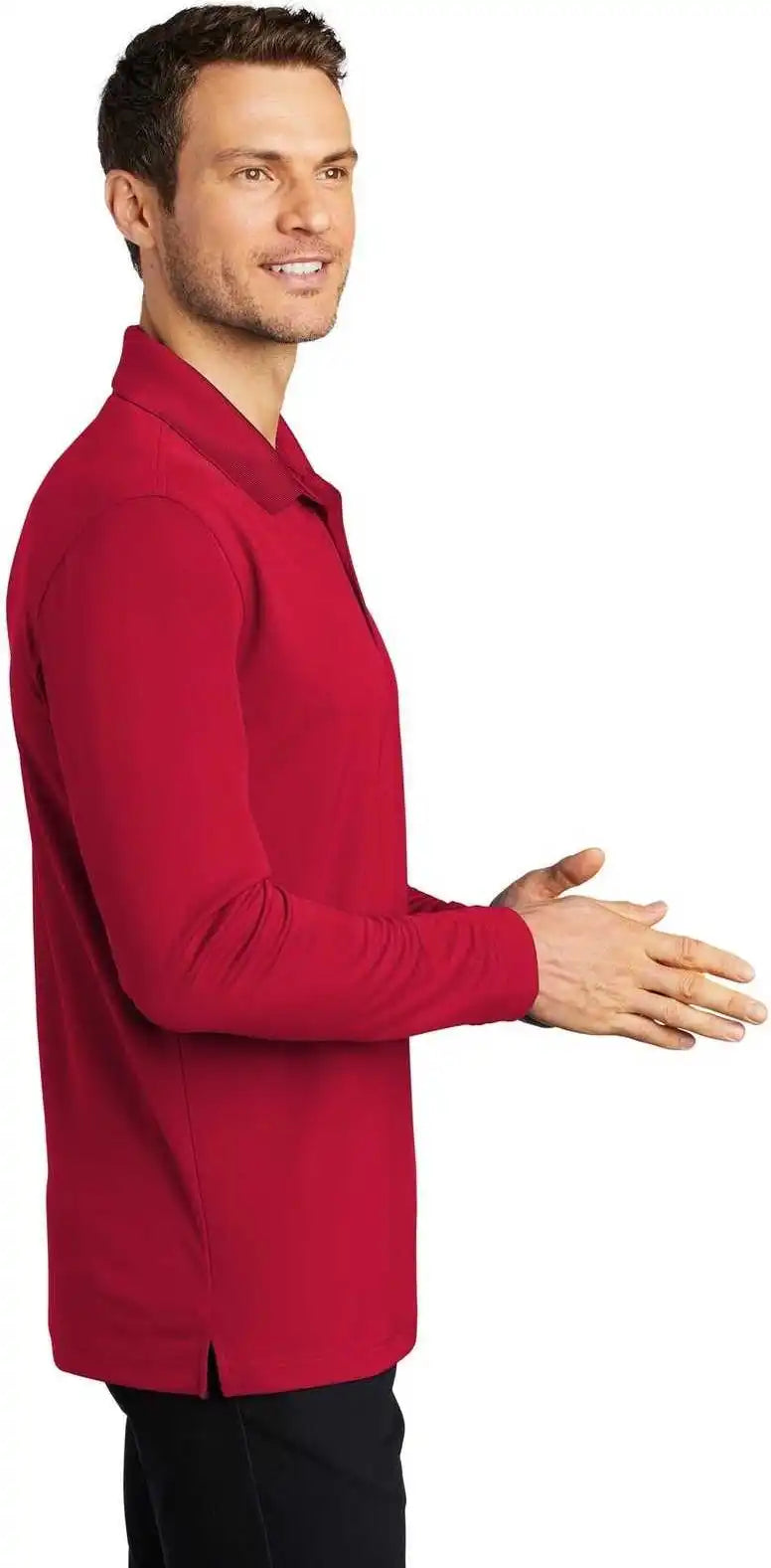 Port Authority K110ls Dry Zone Uv Micro Mesh Long Sleeve Polo Rich Red