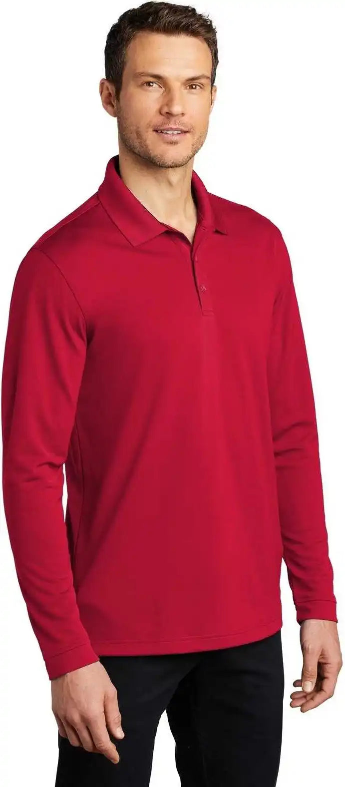 Port Authority K110ls Dry Zone Uv Micro Mesh Long Sleeve Polo Rich Red