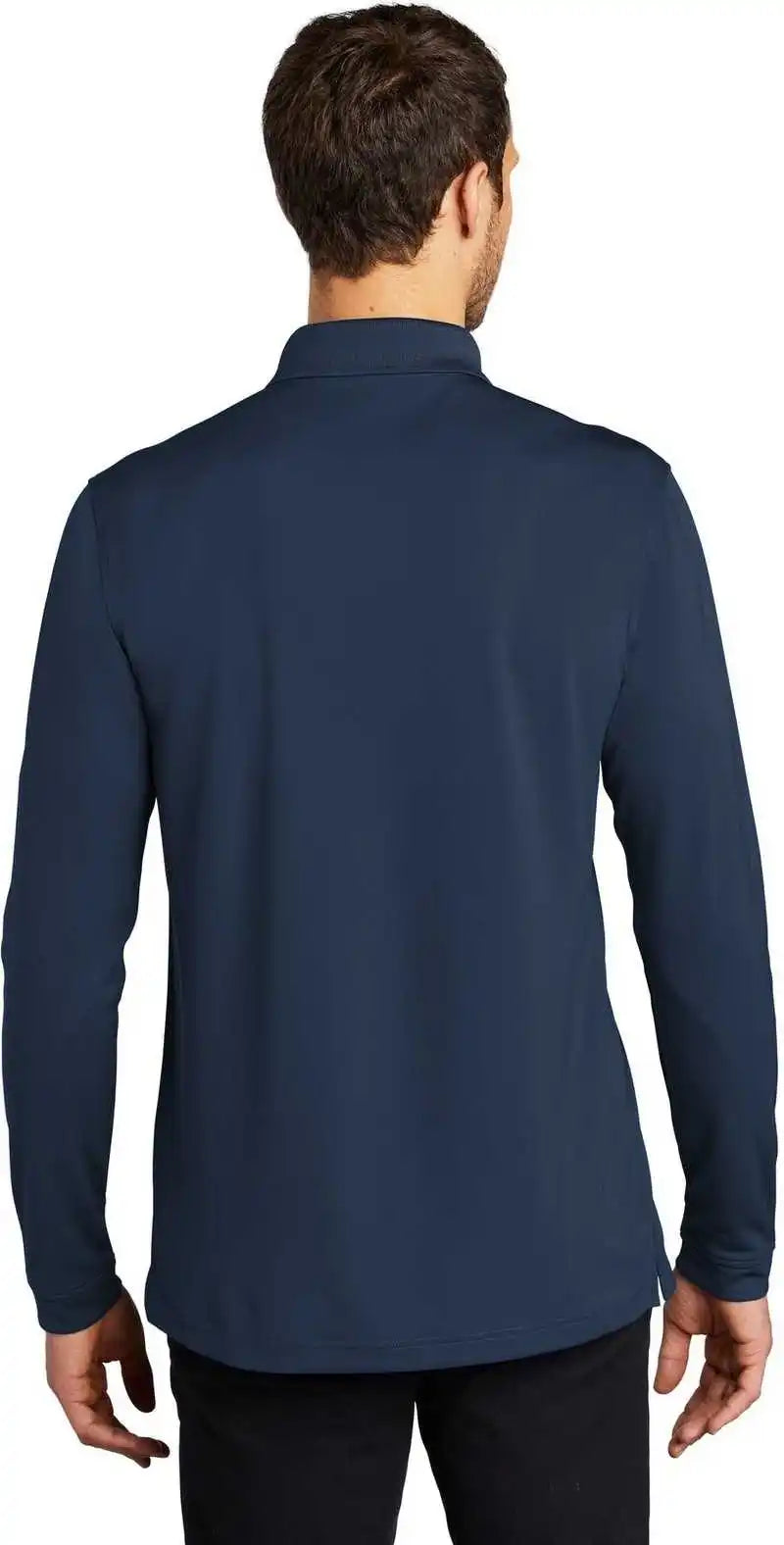 Port Authority K110ls Dry Zone Uv Micro Mesh Long Sleeve Polo River Blue Navy