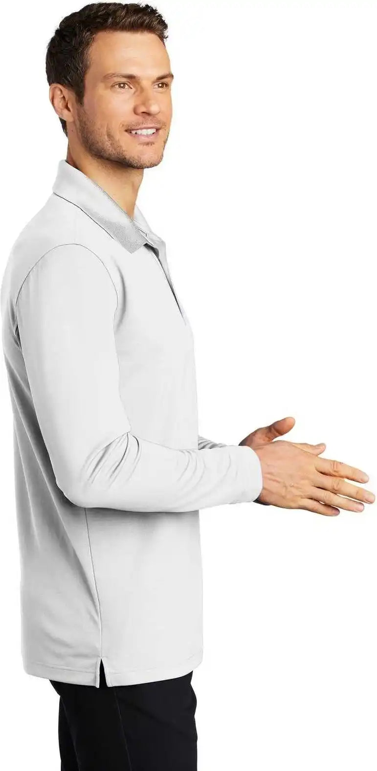 Port Authority K110ls Dry Zone Uv Micro-mesh Long Sleeve Polo - White