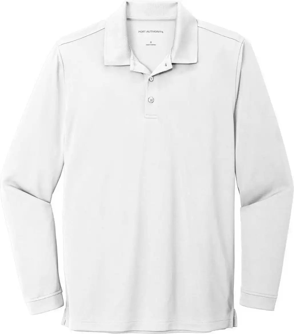Port Authority K110ls Dry Zone Uv Micro-mesh Long Sleeve Polo - White