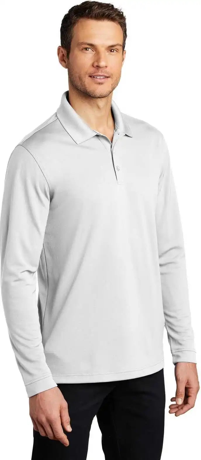 Port Authority K110ls Dry Zone Uv Micro-mesh Long Sleeve Polo - White