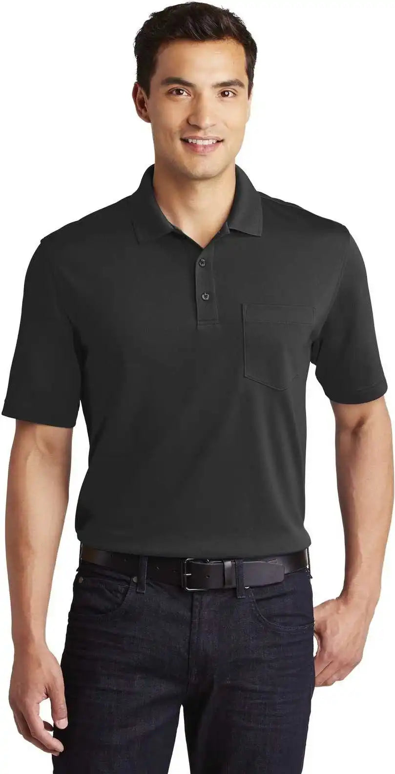 Port Authority K110p Dry Zone Uv Micro-mesh Pocket Polo - Deep Black