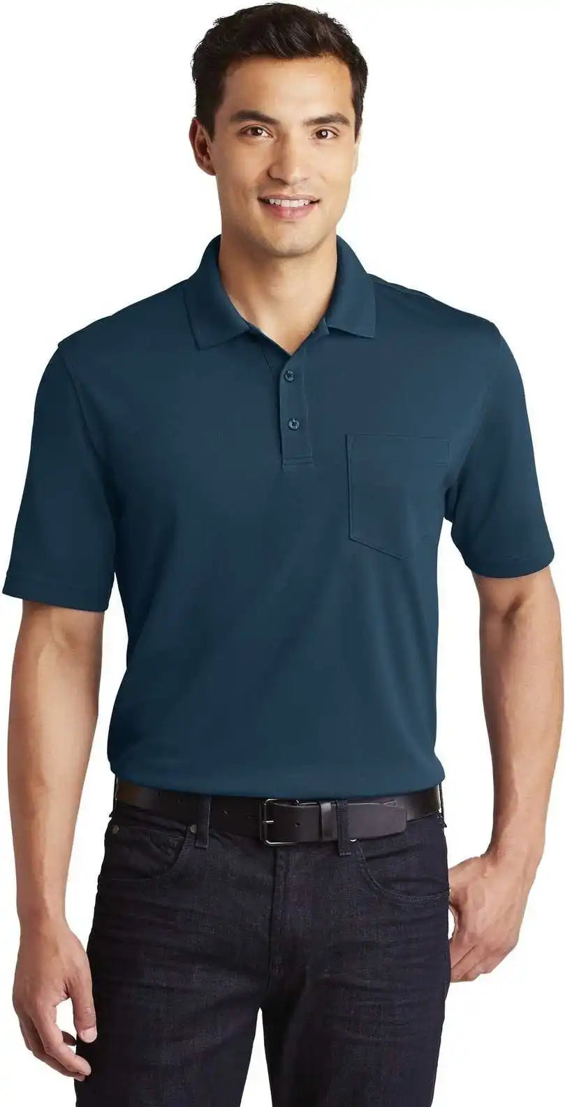 Port Authority K110p Dry Zone Uv Micro Mesh Pocket Polo River Blue Navy