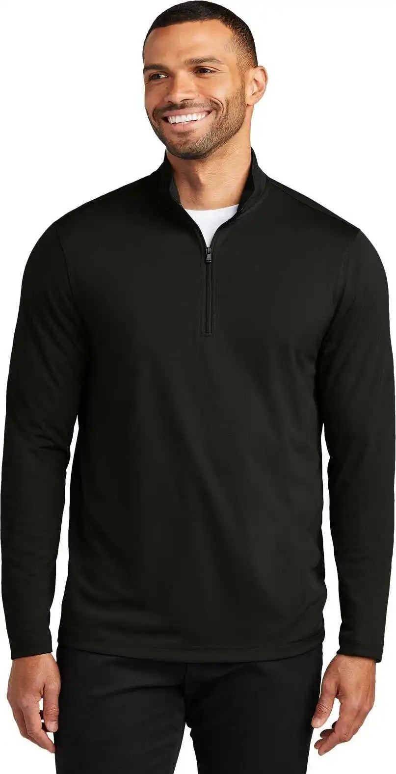 Port Authority K112 Dry Zone Uv Micro Mesh 1/4 Zip Deep Black