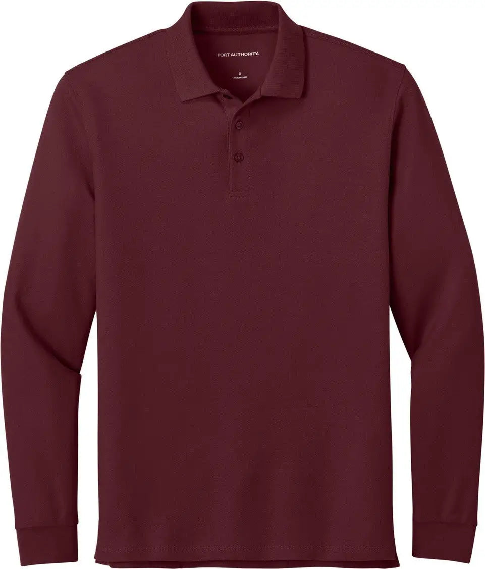 Port Authority K200ls Wearever Signature Pique Long Sleeve Polo - Burgundy