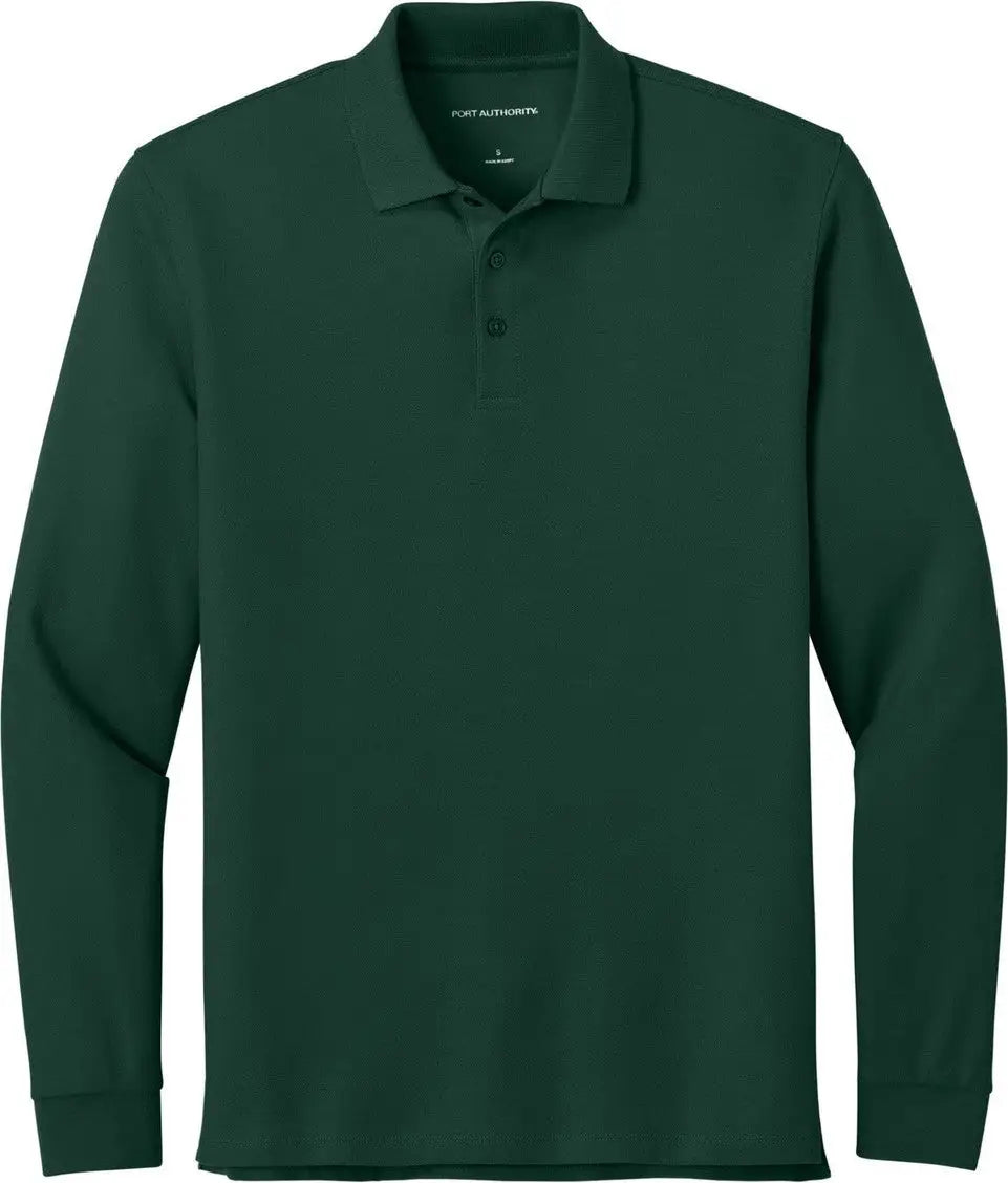 Port Authority K200ls Wearever Signature Pique Long Sleeve Polo - Dark Green