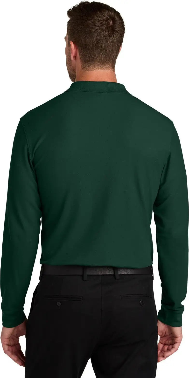 Port Authority K200ls Wearever Signature Pique Long Sleeve Polo - Dark Green