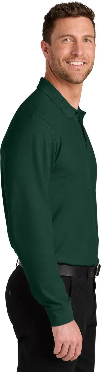 Port Authority K200ls Wearever Signature Pique Long Sleeve Polo - Dark Green