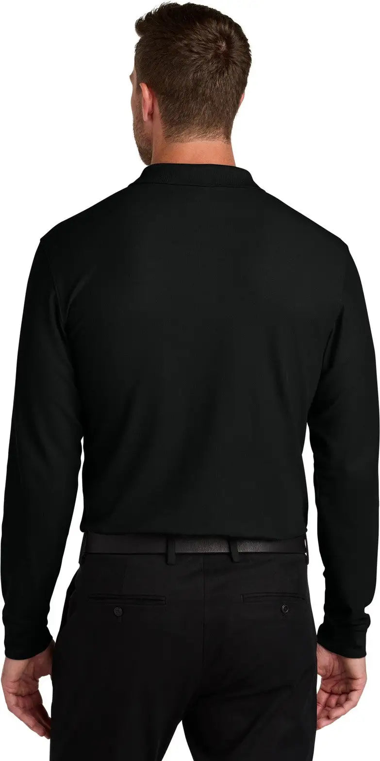 Port Authority K200ls Wearever Signature Pique Long Sleeve Polo - Deep Black