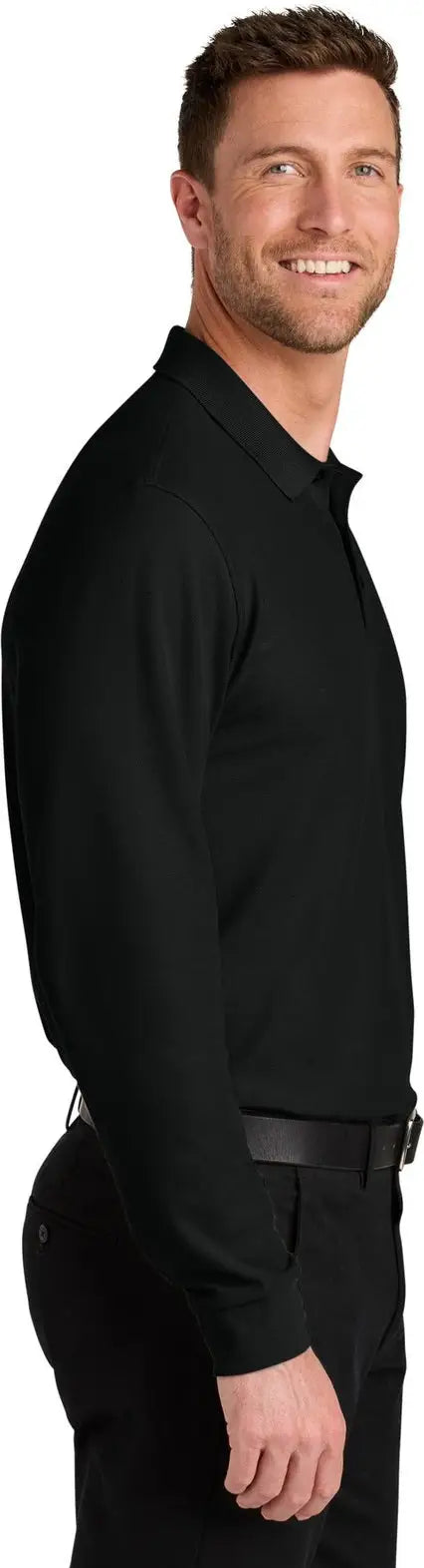 Port Authority K200ls Wearever Signature Pique Long Sleeve Polo - Deep Black