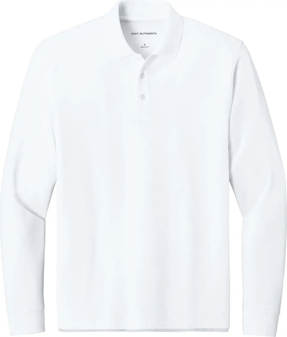 Port Authority K200ls Wearever Signature Pique Long Sleeve Polo - White