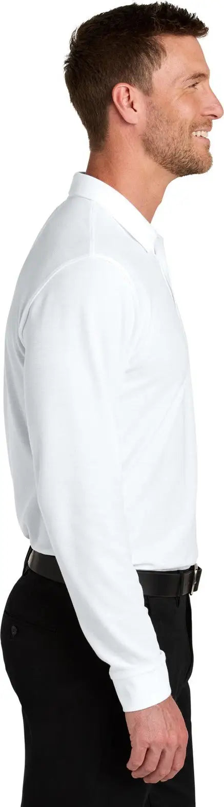 Port Authority K200ls Wearever Signature Pique Long Sleeve Polo - White