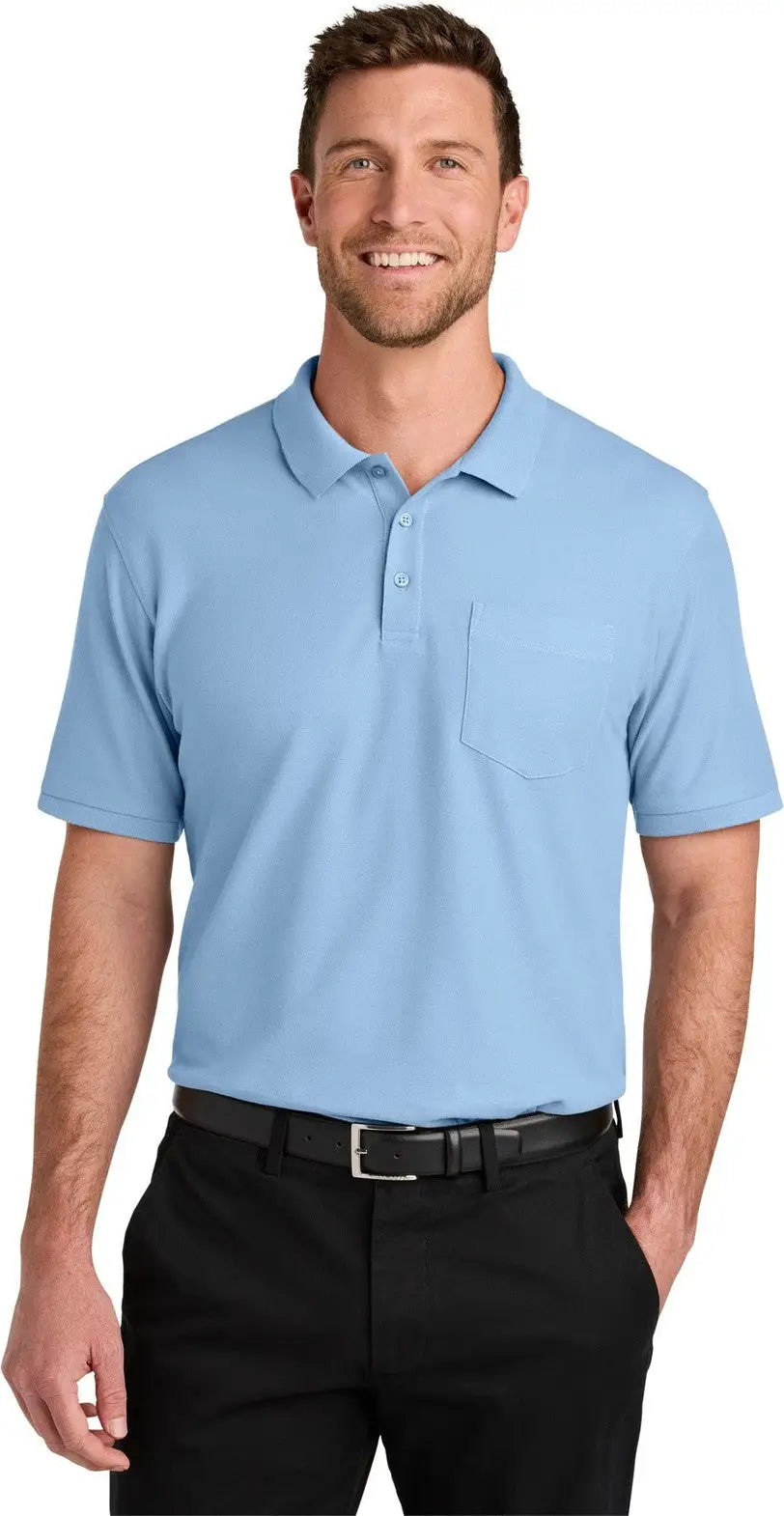 Port Authority K200p Wearever Signature Pique Pocket Polo - Cloud Blue - Adult Xs