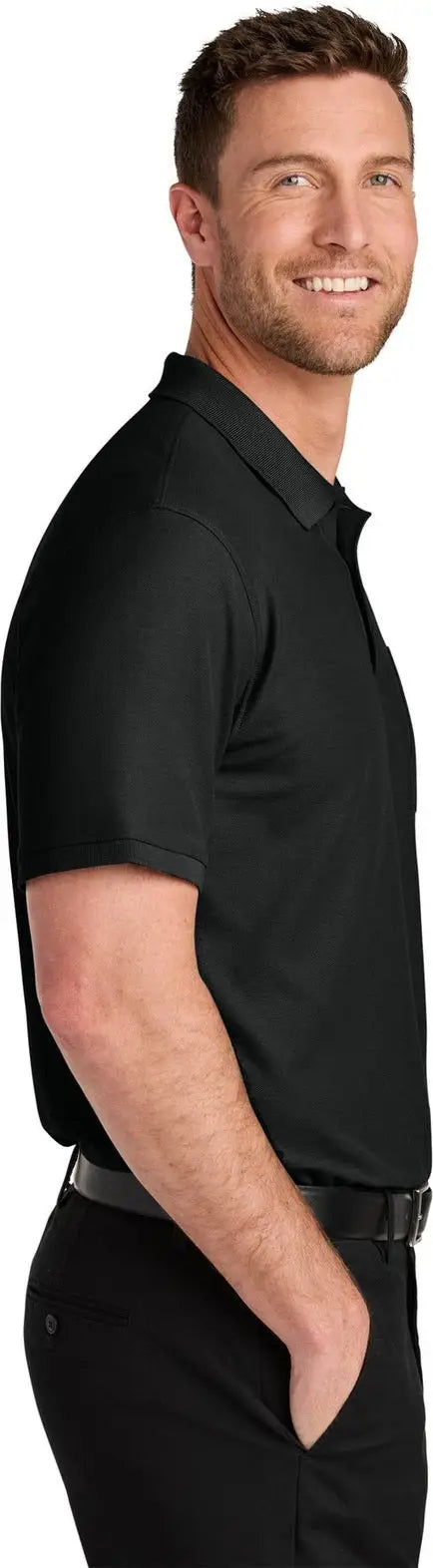 Port Authority K200p Wearever Signature Pique Pocket Polo - Deep Black