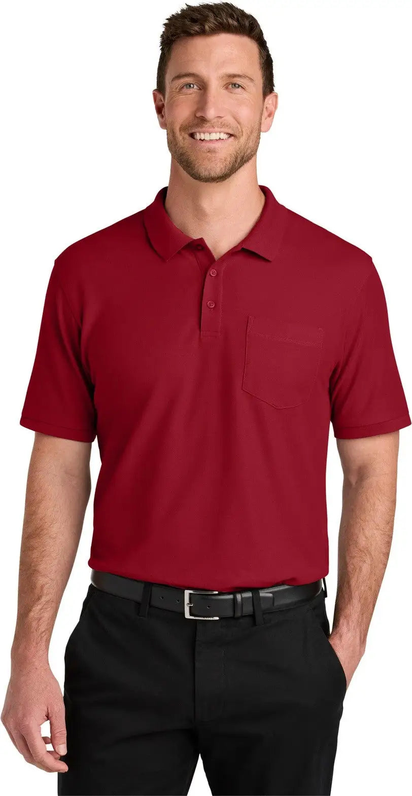 Port Authority K200p Wearever Signature Pique Pocket Polo - Rich Red - Adult Xs