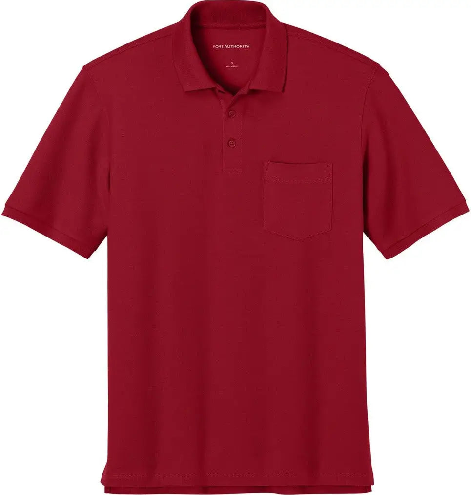 Port Authority K200p Wearever Signature Pique Pocket Polo - Rich Red