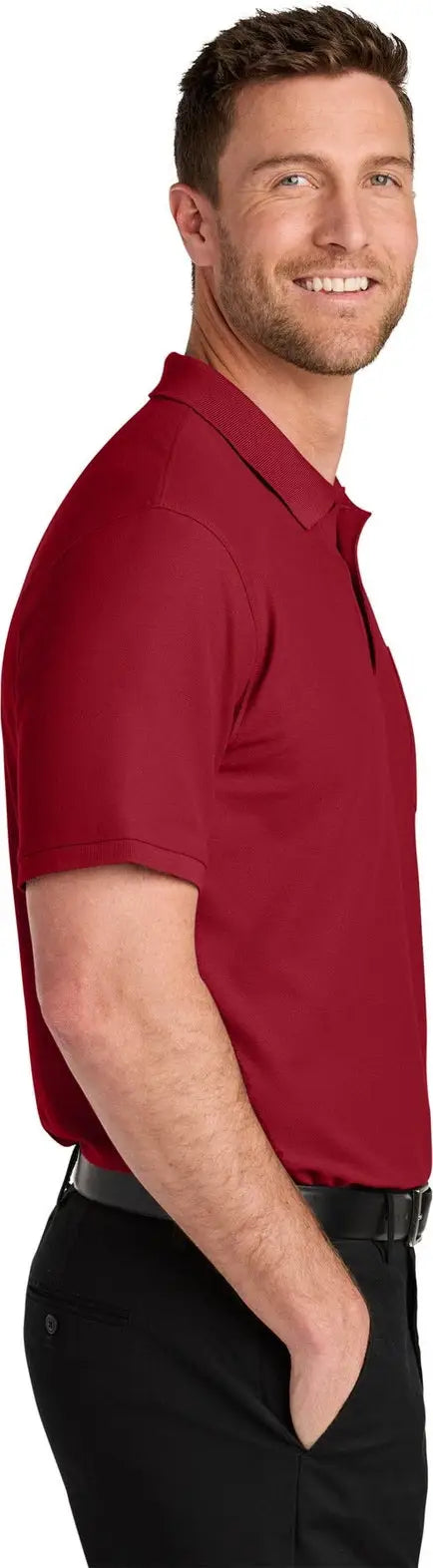 Port Authority K200p Wearever Signature Pique Pocket Polo - Rich Red