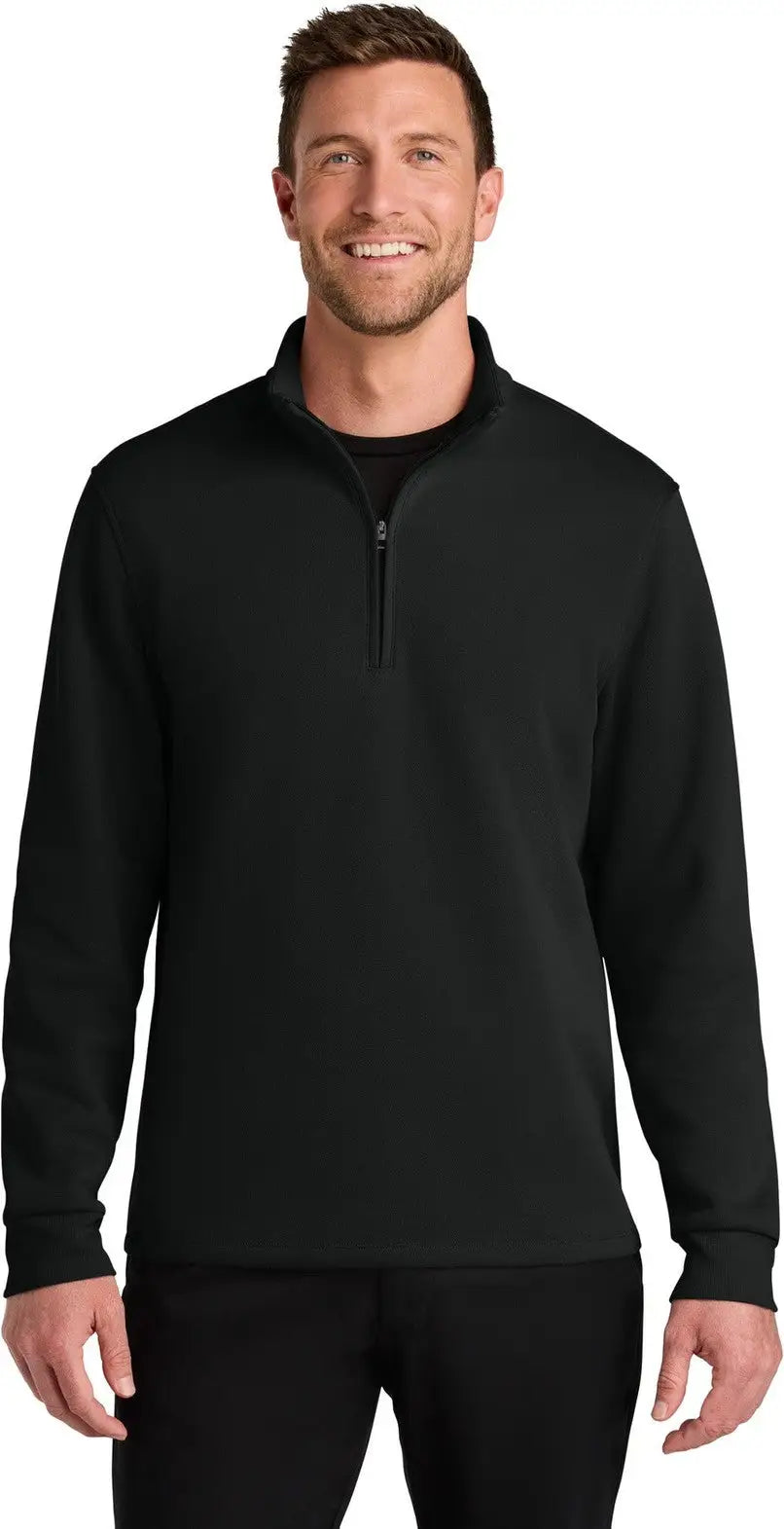 Port Authority K210 Wearever Signature Double Pique 1/4-zip - Deep Black - Adult Xs