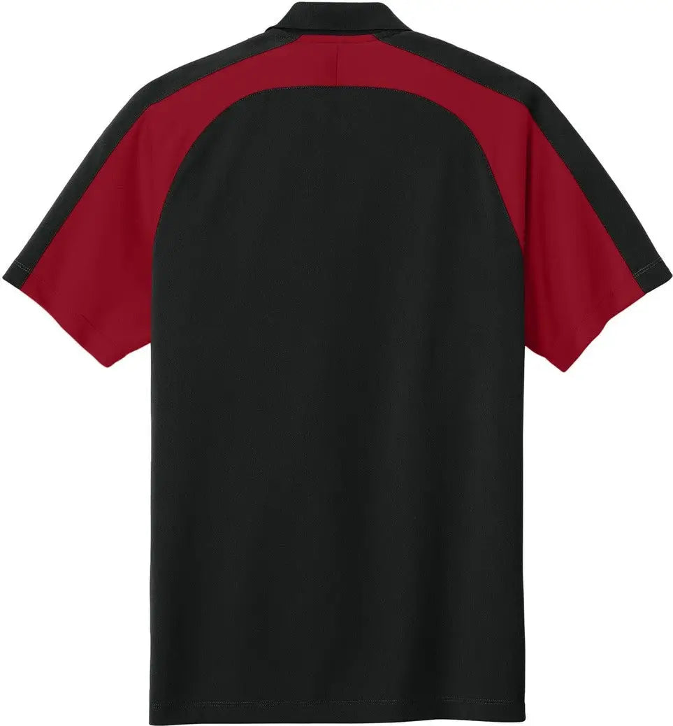 Port Authority K247 Wearever Performance Pique Colorblock Polo - Deep Black Rich Red