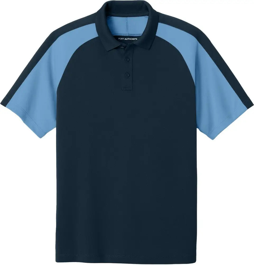 Port Authority K247 Wearever Performance Pique Colorblock Polo - River Blue Navy Carolina
