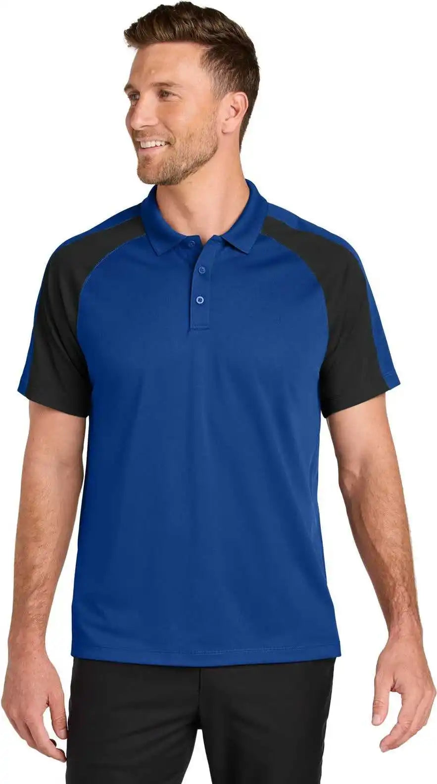 Port Authority K247 Wearever Performance Pique Colorblock Polo - True Royal/ Black