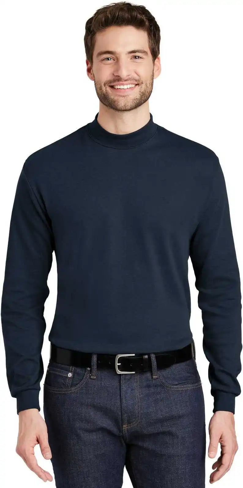 Port Authority K321 Interlock Knit Mock Turtleneck - Navy
