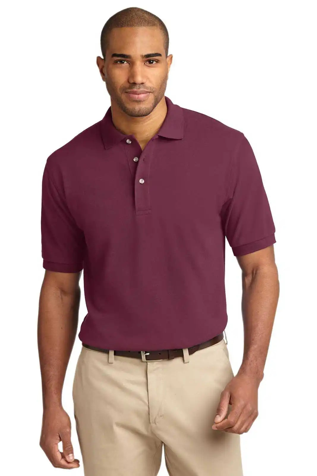 Port Authority K420 Heavyweight Cotton Pique Polo - Burgundy