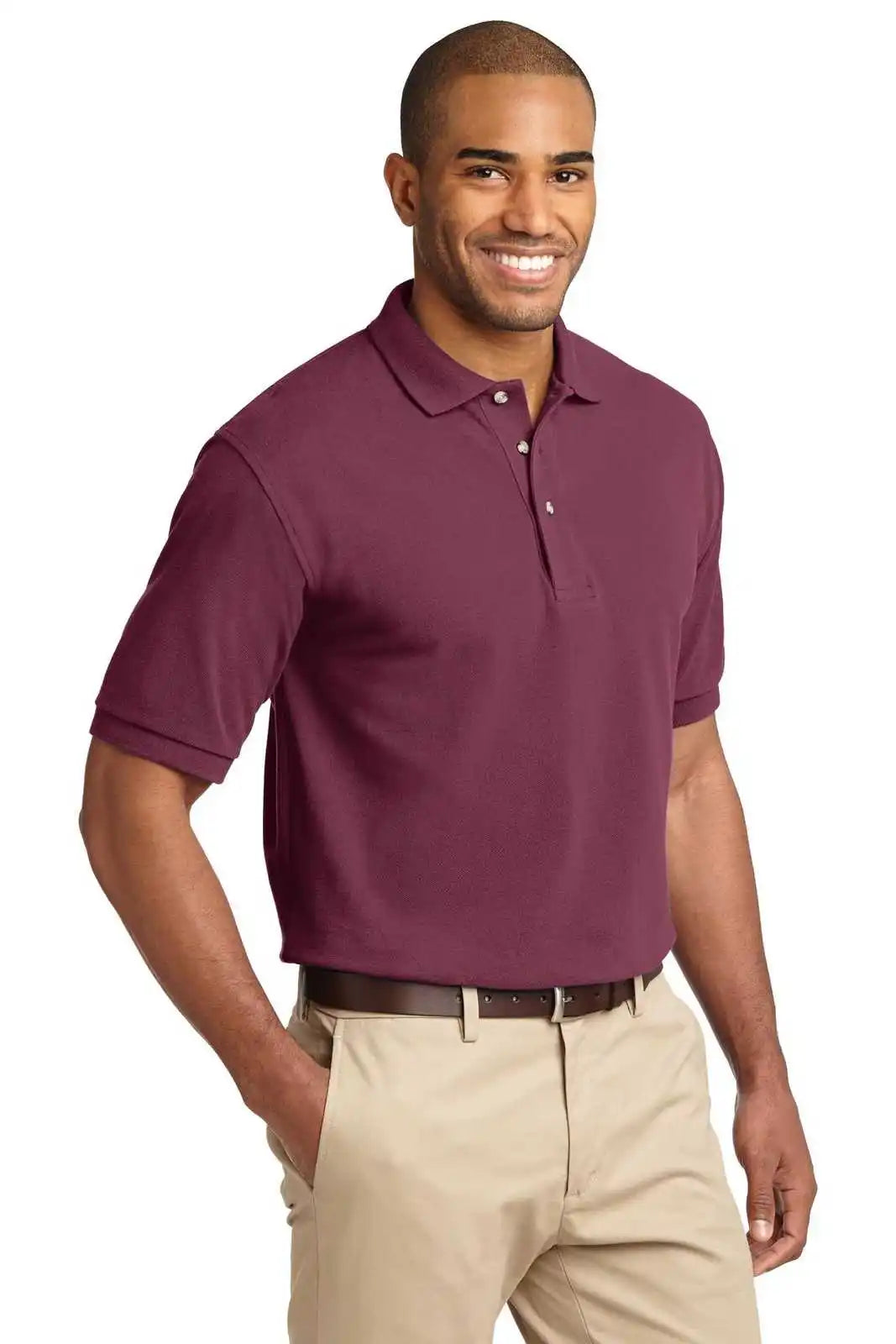 Port Authority K420 Heavyweight Cotton Pique Polo - Burgundy