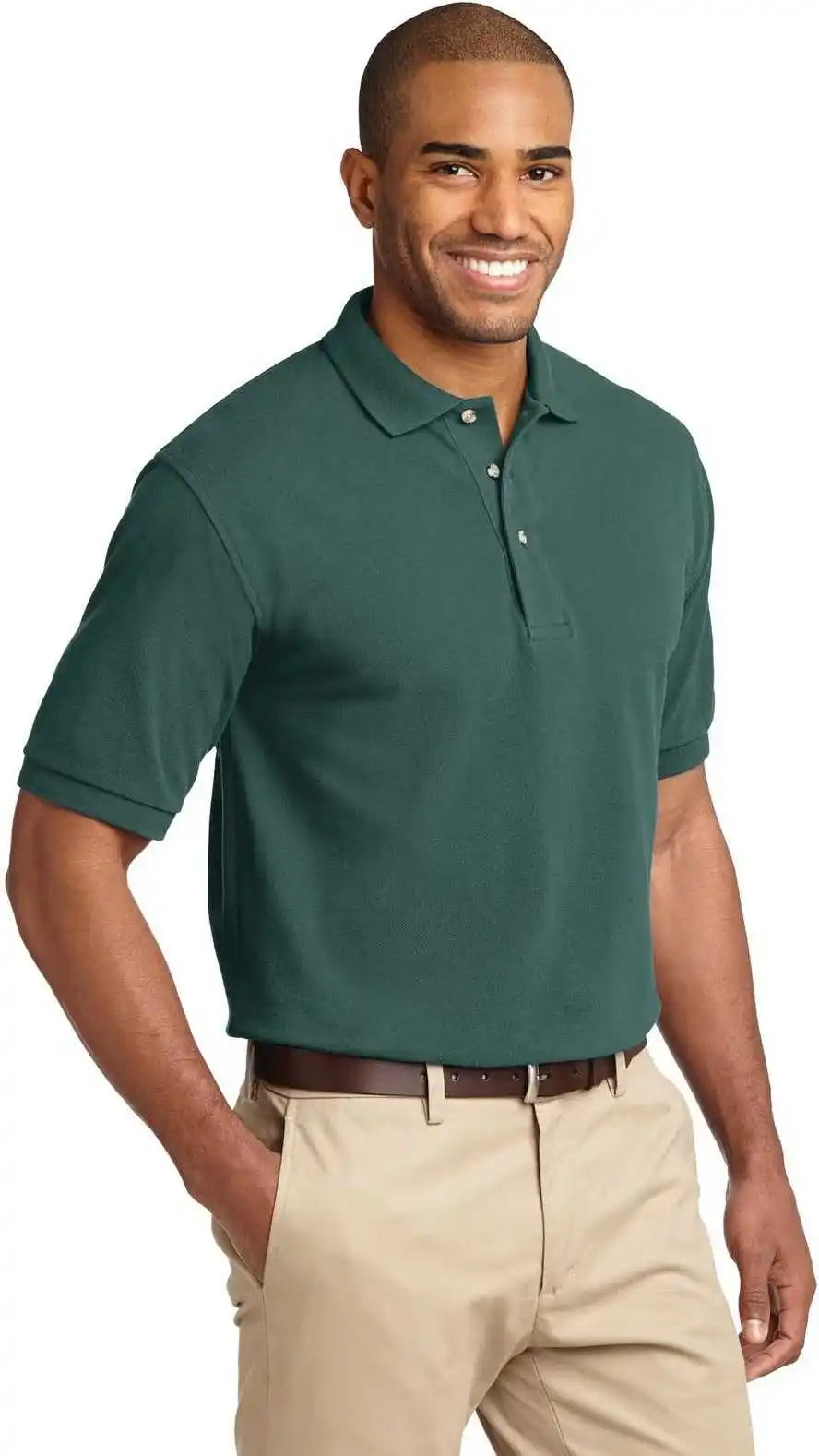 Port Authority K420 Heavyweight Cotton Pique Polo - Dark Green